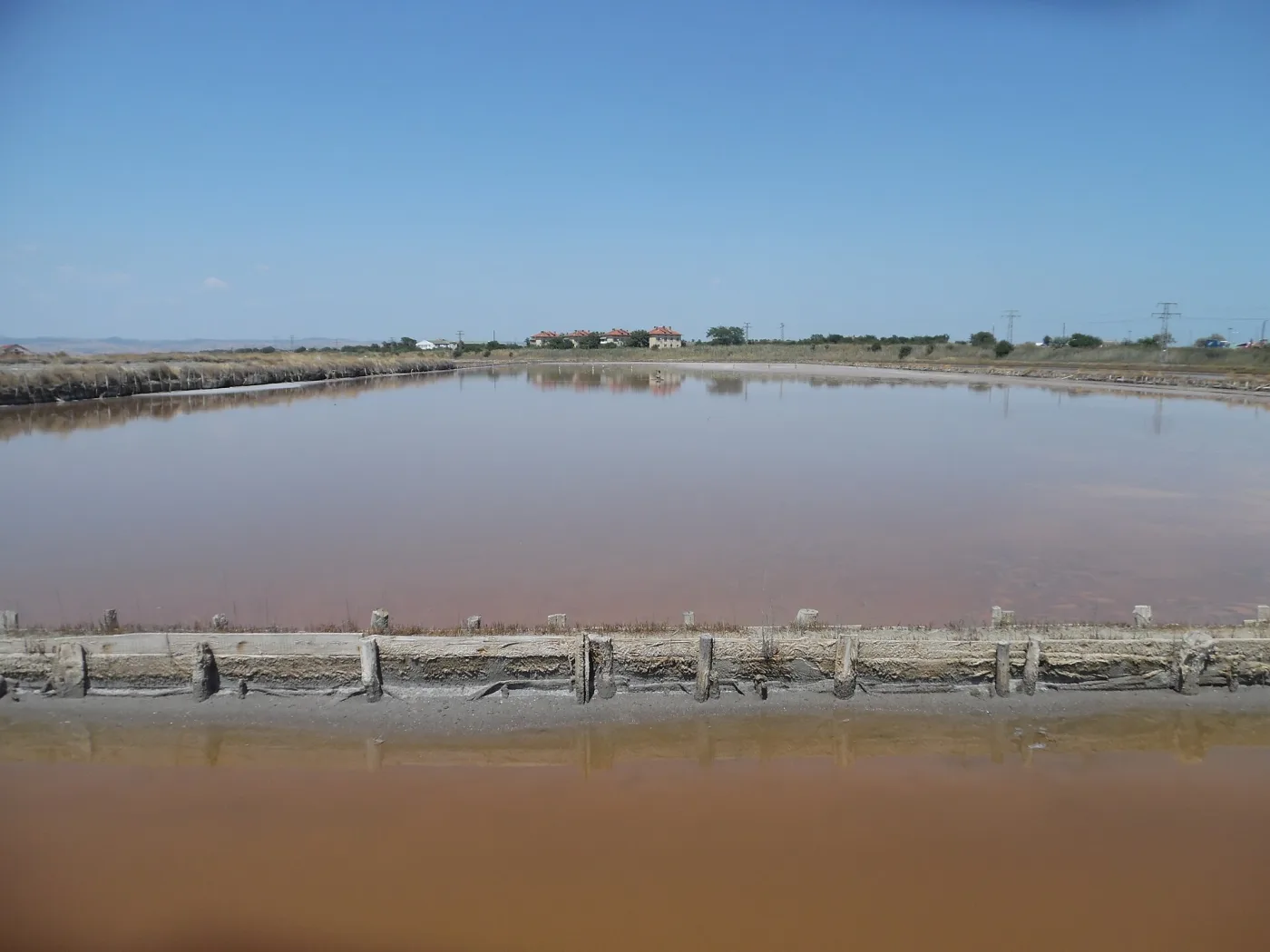 Солеварни Атанасовского озера у самой дороги в аэропорт: розовая вода, соляные валы и птицы в двух шагах от города
