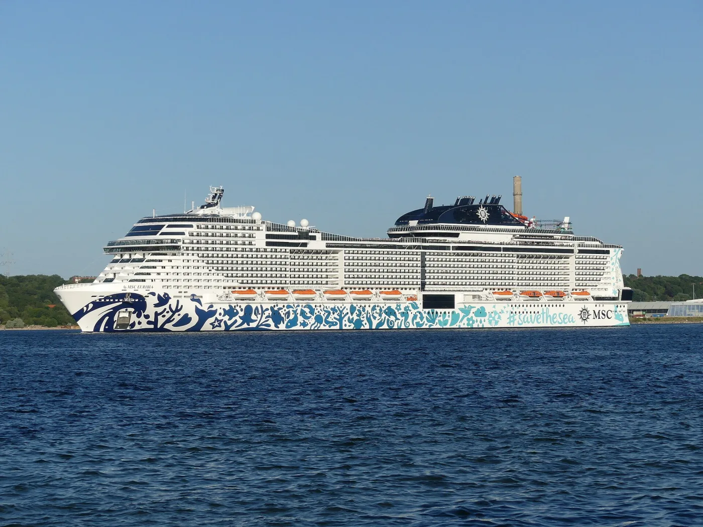 MSC Euribia: расписанный борт лайнера с моря
